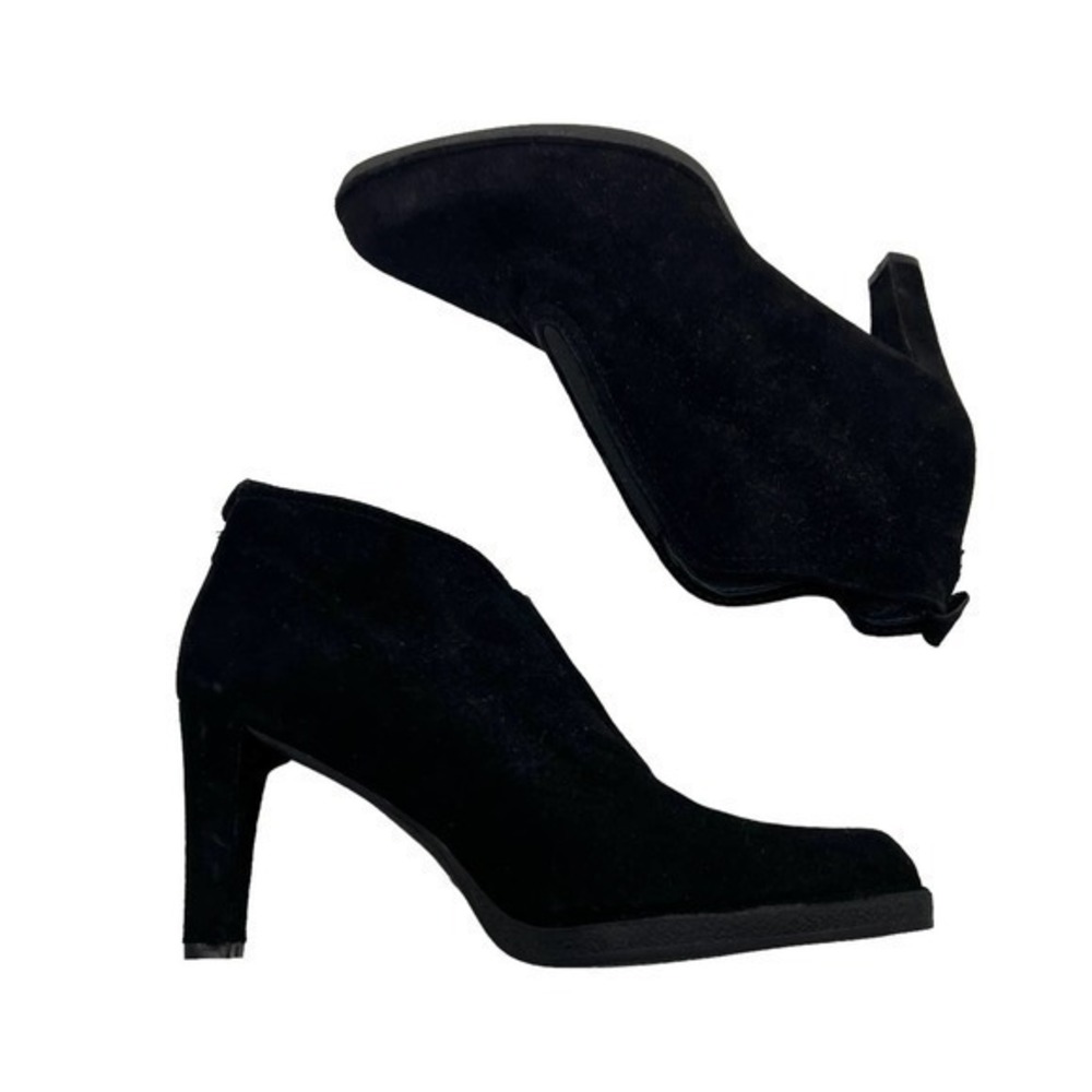 Stuart Weitzman black ankle boots bootie tapered block heel unique size 8.5